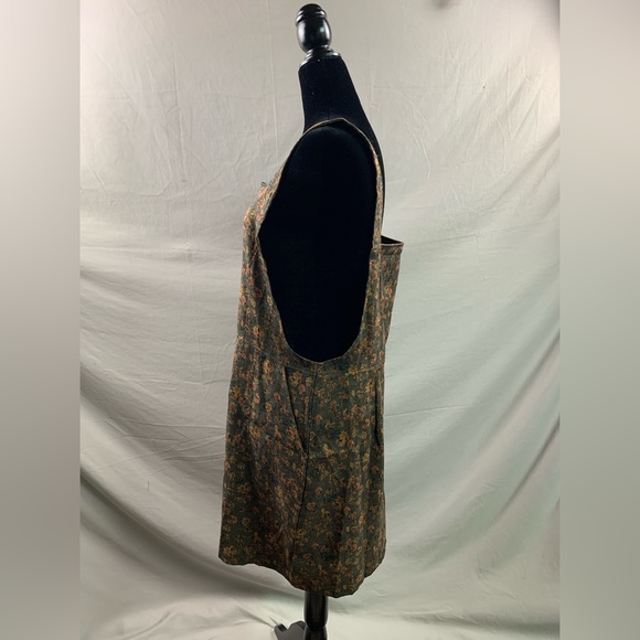 Floral Print Zip Up Corduroy Overall Dress - Picture 7 of 8